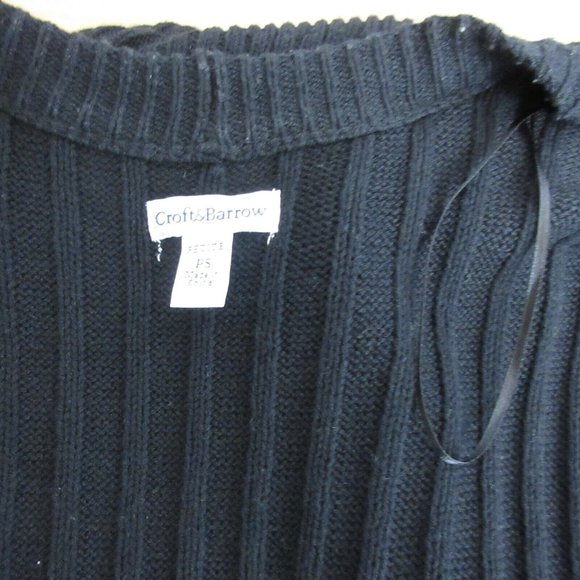 Croft & Barrow Open Cardigan Sz PS Black Sleeveless Cable Knit Long Vest Sweater - Picture 4 of 8